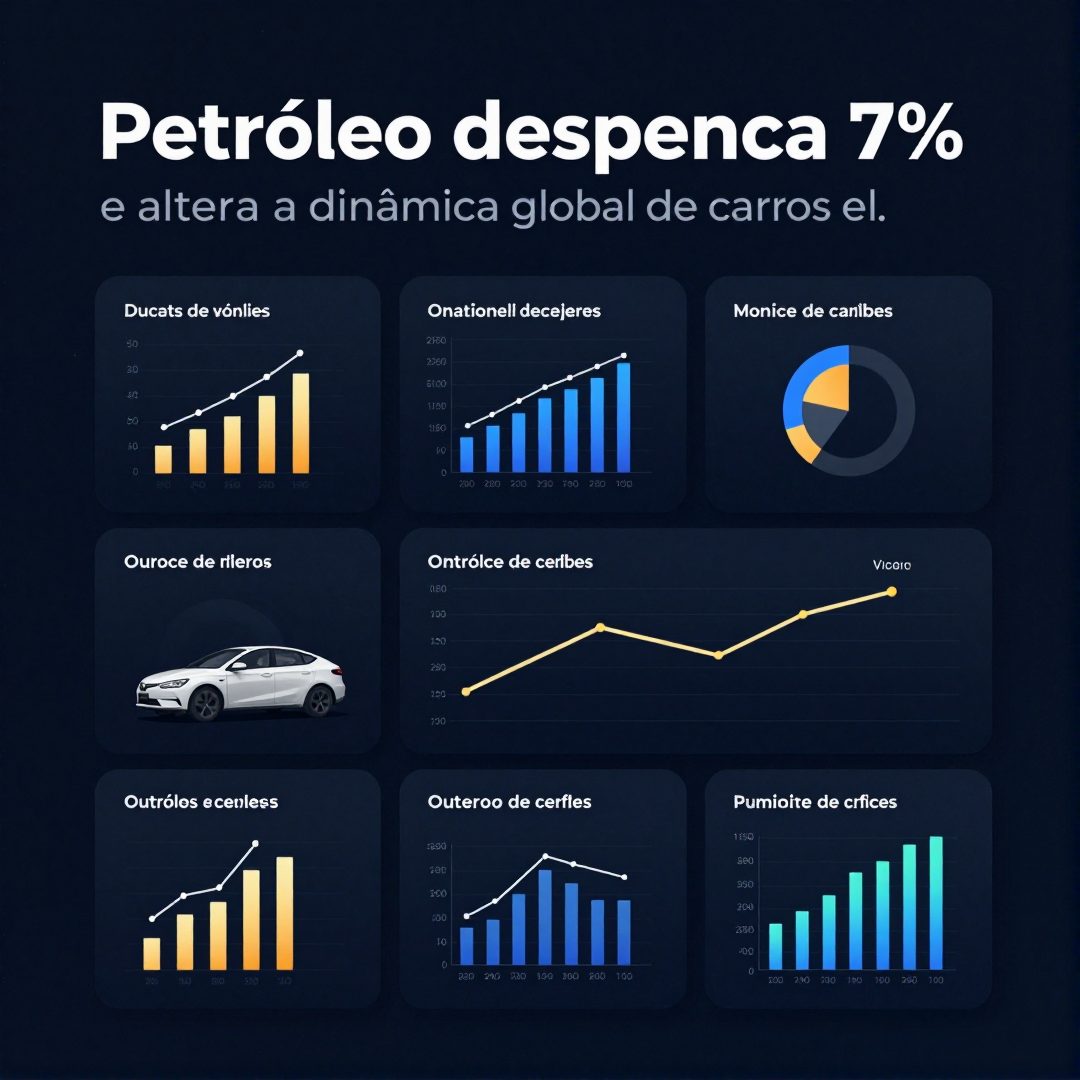 Infográfico - Petróleo despenca 7% e altera a dinâmica global de carros elétricos e veículos internacionais