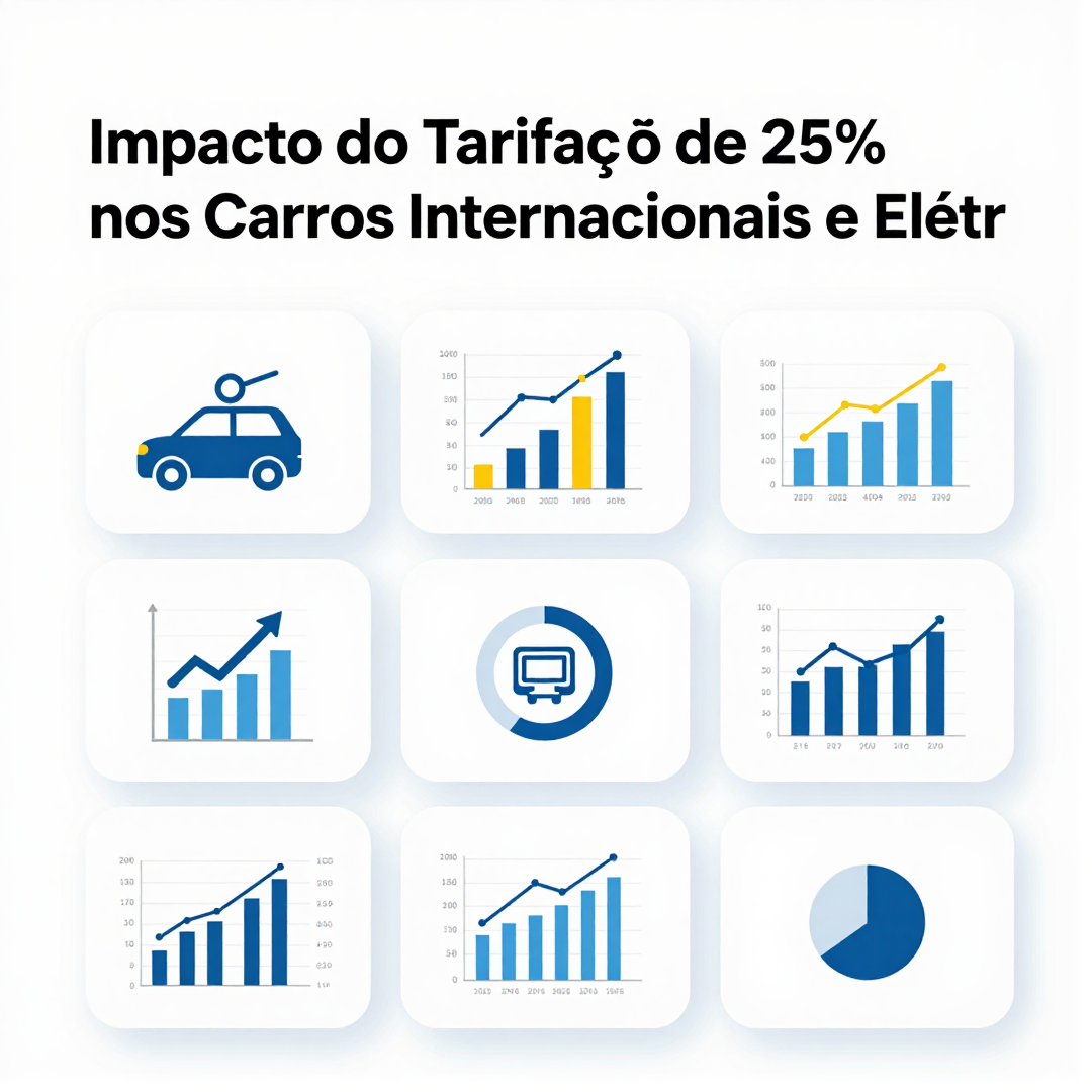 Infográfico - Impacto do Tarifaço de 25% nos Carros Internacionais e Elétricos no Brasil
