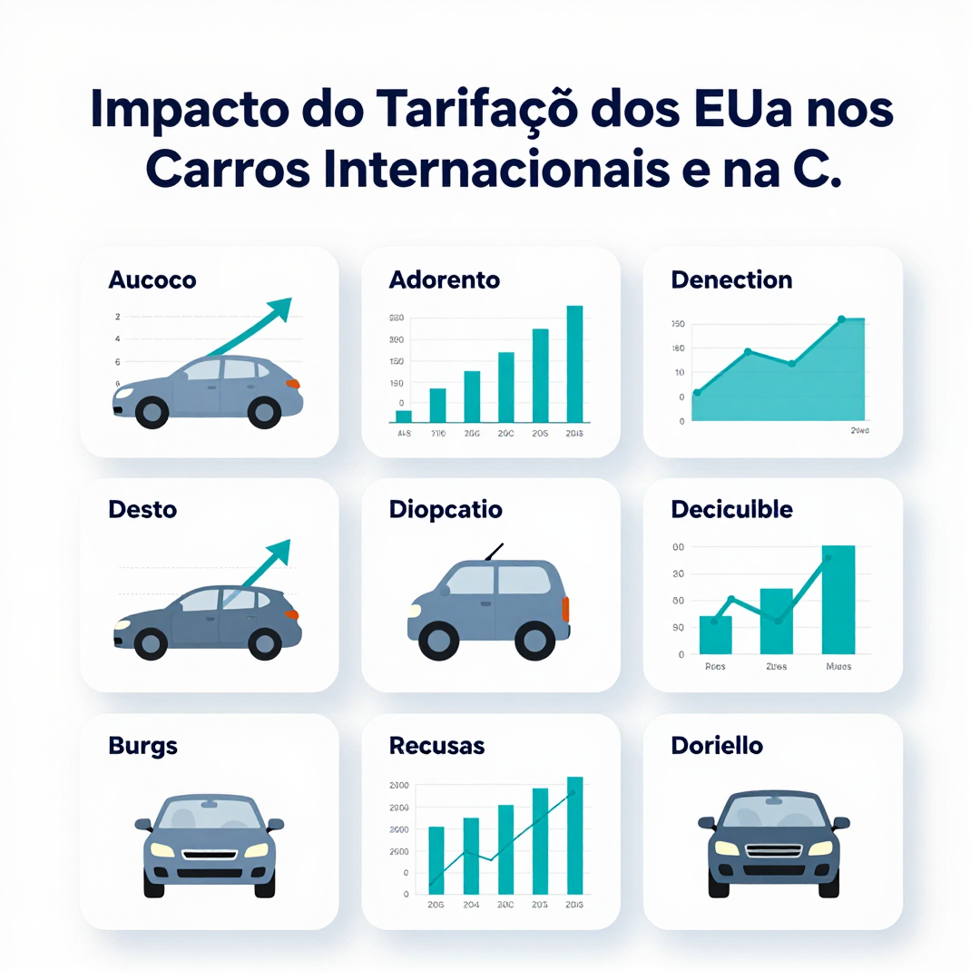 Infográfico - Impacto do Tarifaço dos EUA nos Carros Internacionais e na Corrida por Veículos Elétricos