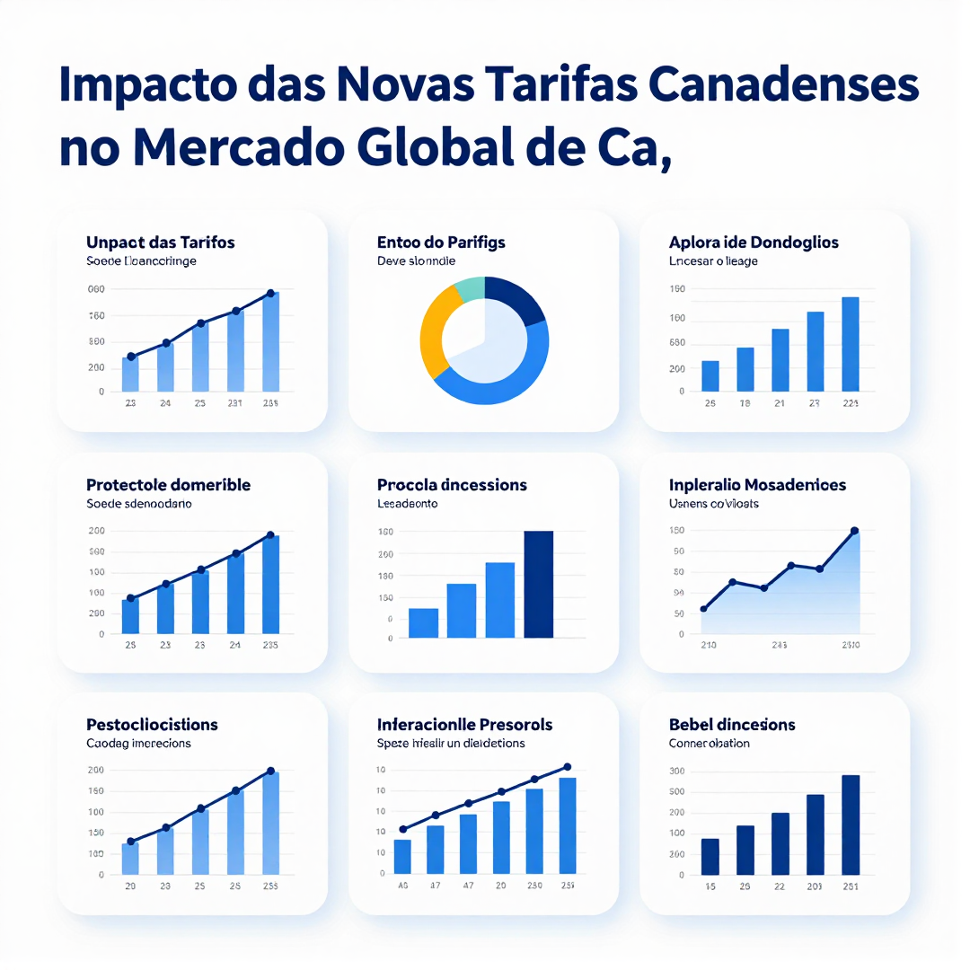 Infográfico - Impacto das Novas Tarifas Canadenses no Mercado Global de Carros Elétricos e Picapes