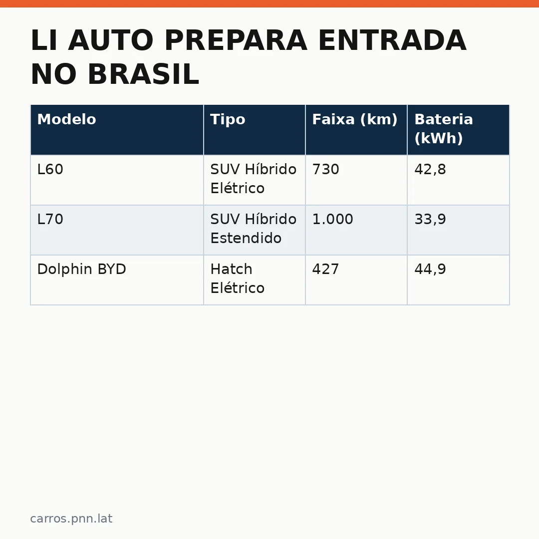 Infográfico - Li Auto Prepara Entrada no Brasil: Estratégias, Modelos e Desafios