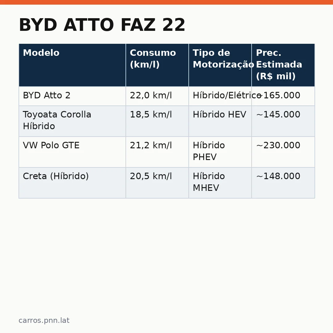 Infográfico - BYD Atto faz 22: Análise Completa do Teste e Posicionamento de Mercado