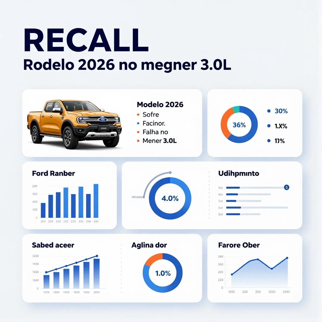Infográfico - RECALL: Ford Ranger, modelo 2026, sofre falha no motor 3.0L — O que dizem os especialistas