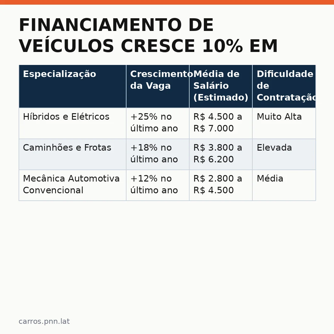 Infográfico - Financiamento de Veículos Cresce 10% em Agosto: Montadoras Abrem Vagas para Mecânicos