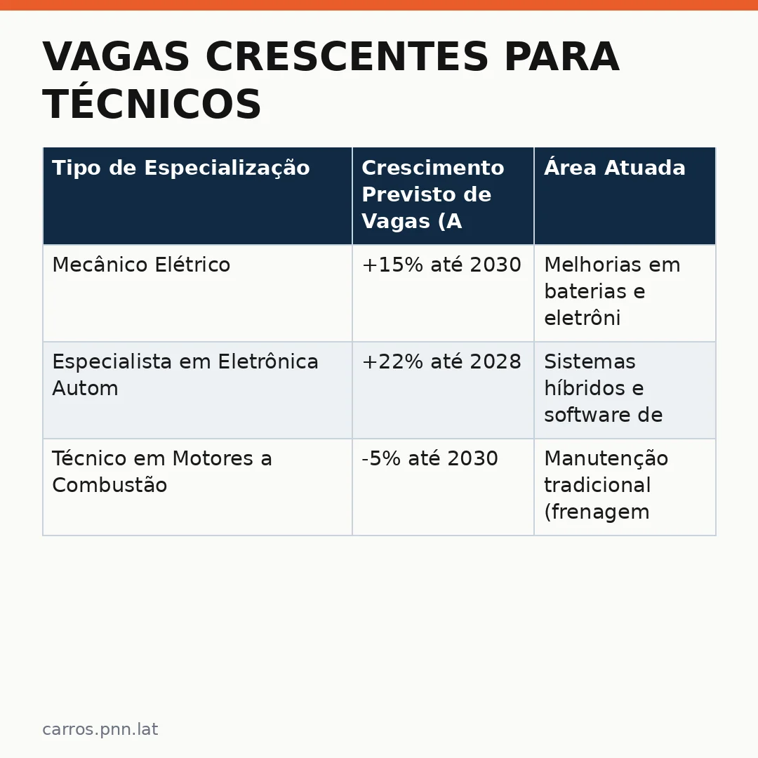 Infográfico - Vagas crescentes para técnicos especializados em baterias e motores elétricos