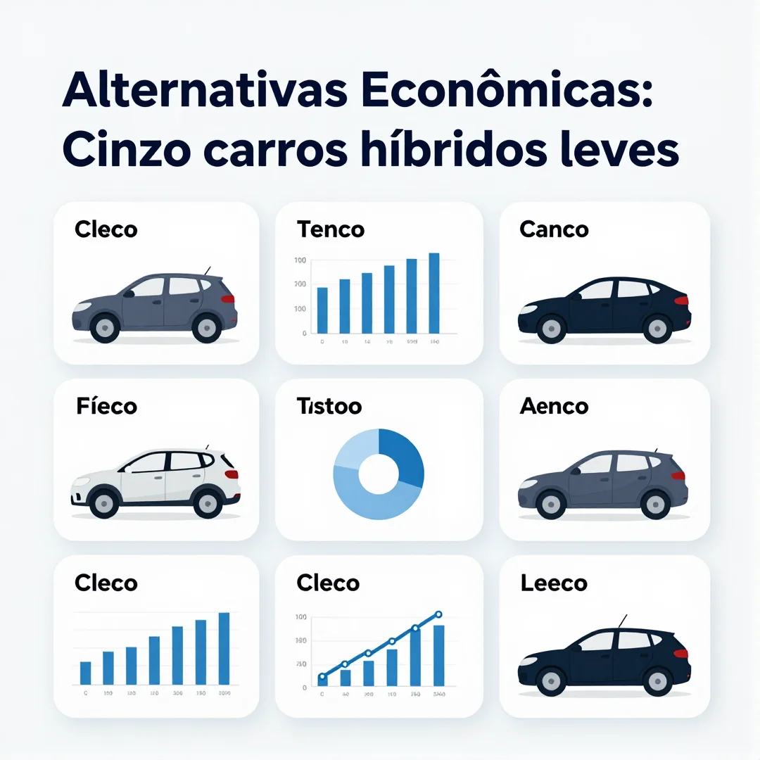 Infográfico - Título: Alternativas Econômicas: Cinco carros híbridos leves usados a partir de R$ 88 mil