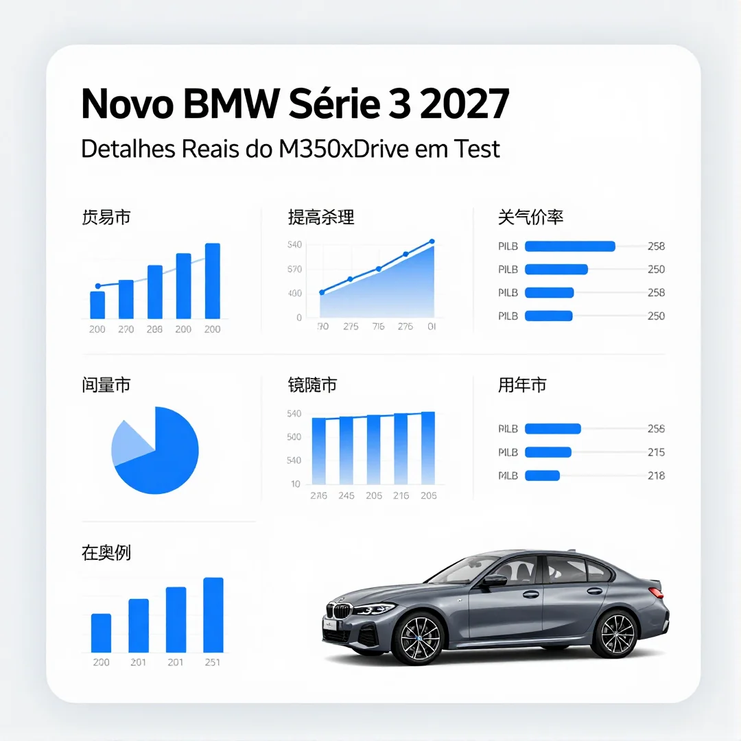 Infográfico - Novo BMW Série 3 2027: Detalhes Reais do M350 xDrive em Testes