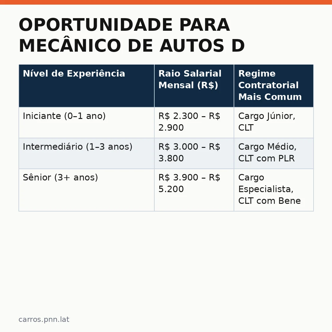 Infográfico - Oportunidade para Mecânico de Autos D: Vaga Aberta Departamento Automotivo