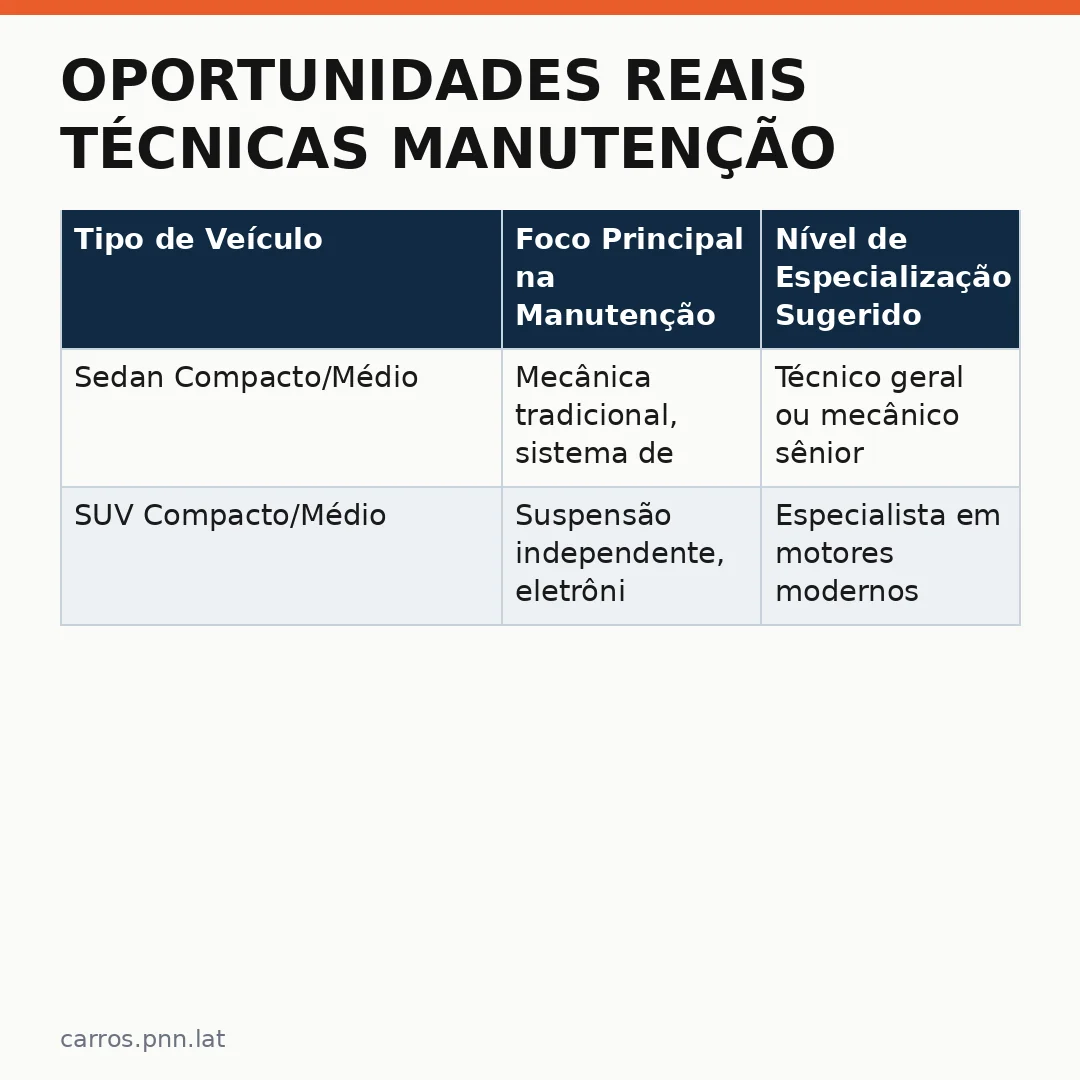 Infográfico - Oportunidades Reais Técnicas Manutenção no Mercado Atual de Sedãs e SUVs