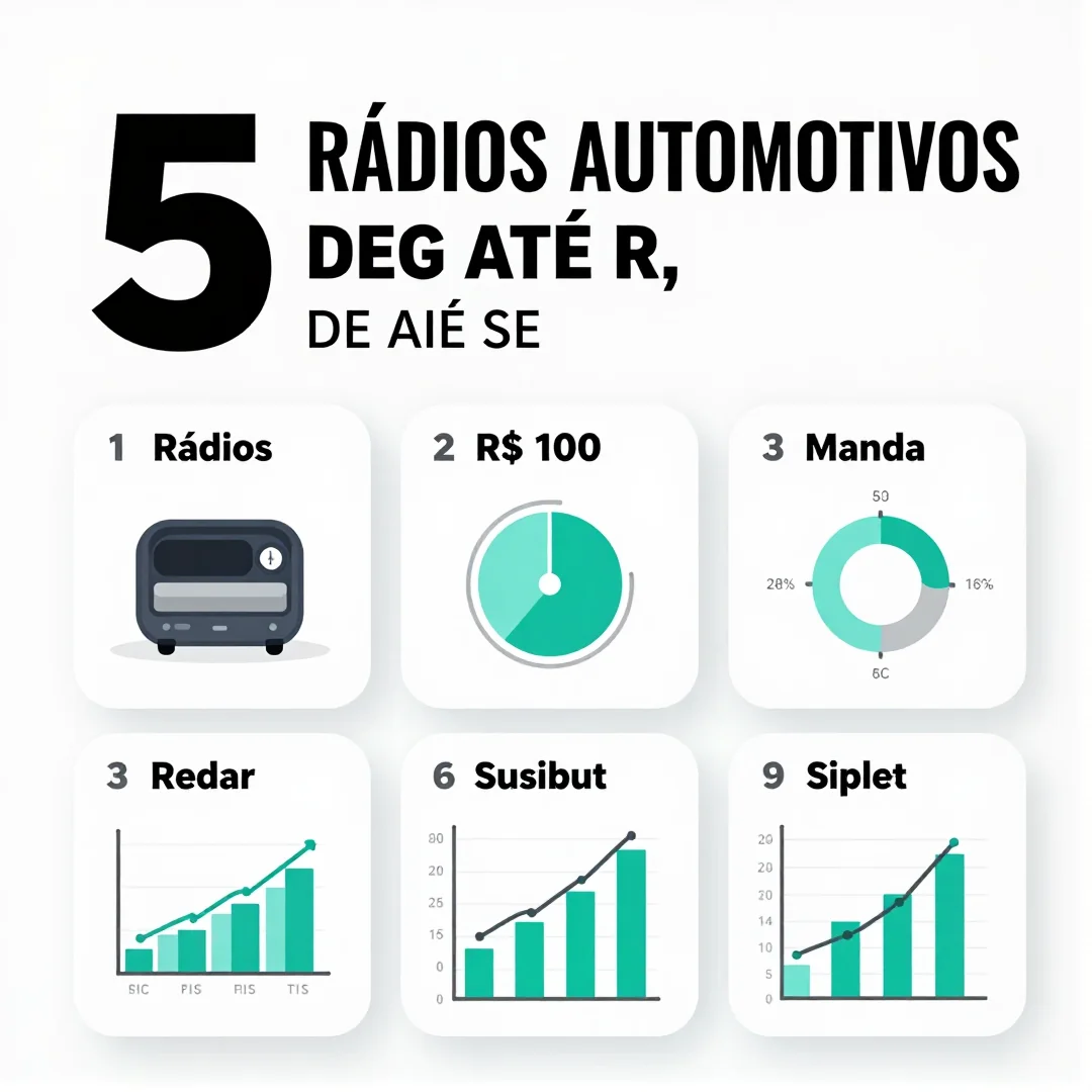 Infográfico - 5 Rádios Automotivos de até R$ 100 para Melhorar o Som do Seu Carro