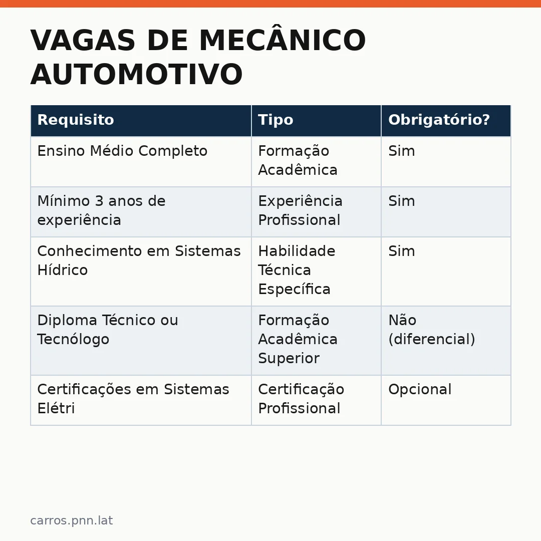 Infográfico - Vagas de Mecânico Automotivo: Oportunidade Real em SP