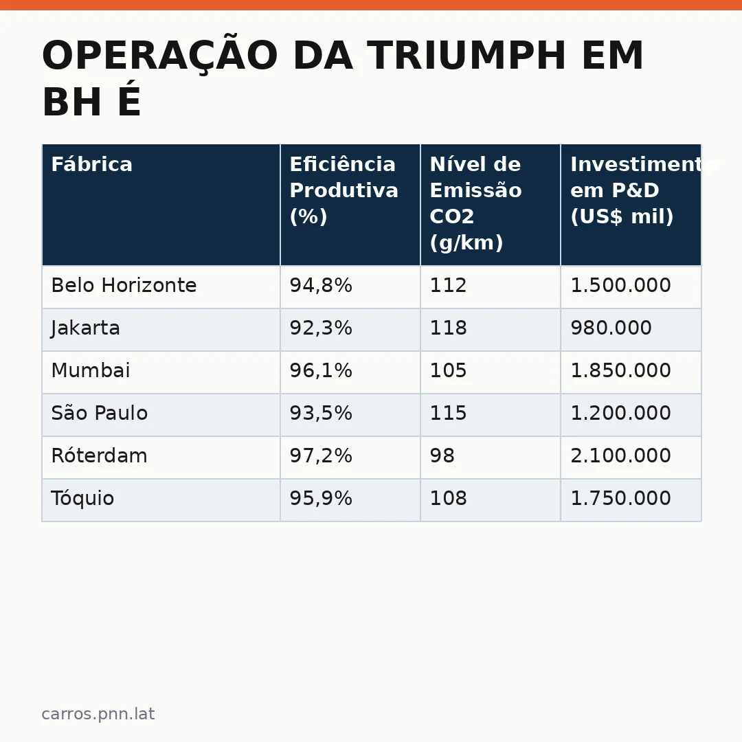 Infográfico - Operação da Triumph em BH é eleita a melhor do mundo: destaque para automotivos de performance no Brasil